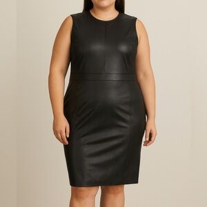 Spanx Black Faux Leather Sheath Dress